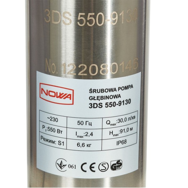 Насос заглибний свердловинний шнековий NOWA 3DS 550-9130w